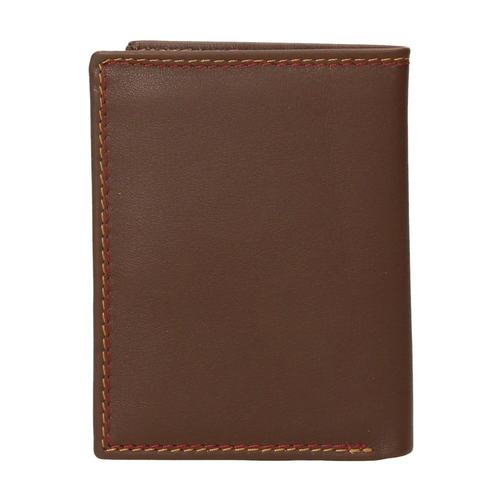  Parte posterior de la cartera de piel Titto Bluni en color marrón oscuro destacando la calidad de la piel y el acabado artesanal.