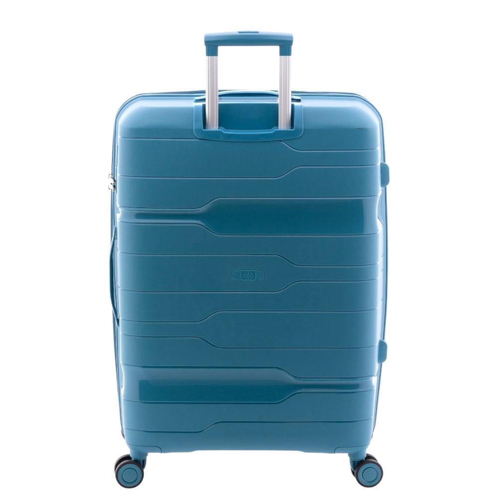 Parte posterior de la maleta grande Boxing mostrando el diseño de la carcasa y el tirador.